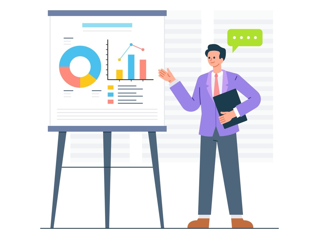 Mann som peker på tavle med grafer